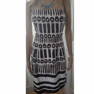 Laundry by Design Black and White Strapless Printed Dress
